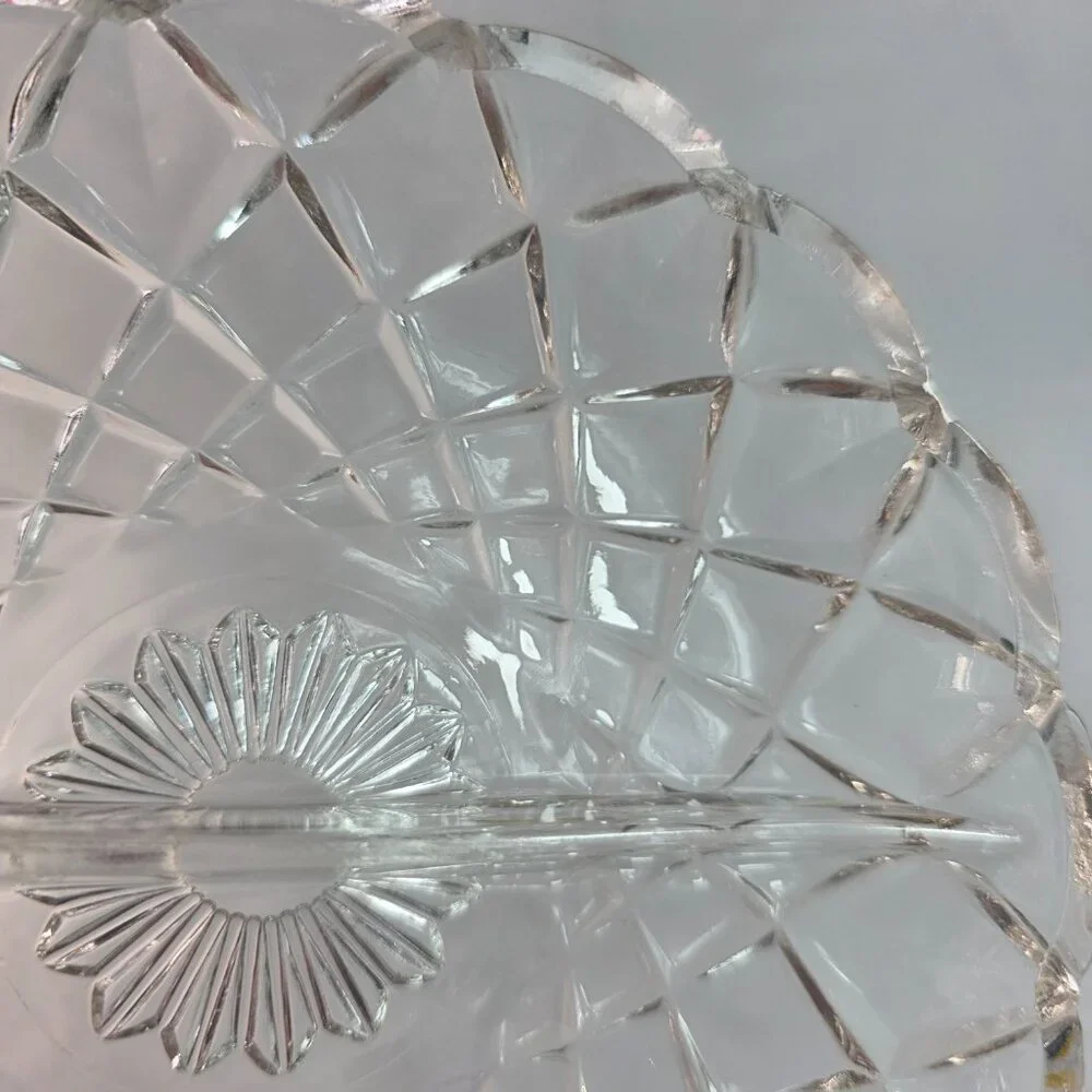 Vintage Hazel Atlas 232 Divided Relish Dish 6 1/2 Inches Crisscross Pattern